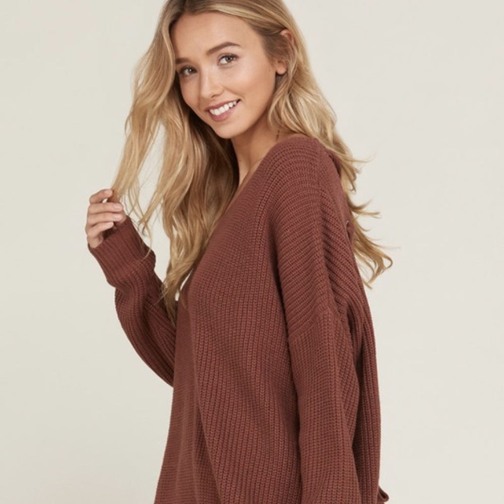 Back Lace Up Sweater